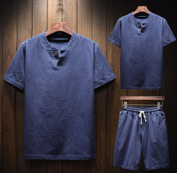 Conjunto Masculino Shorts e Camiseta Plus Size em Linho - LinhoPlus Set / Sinta a Qualidade do Linho em um Conjunto Plus Size pensado para Você